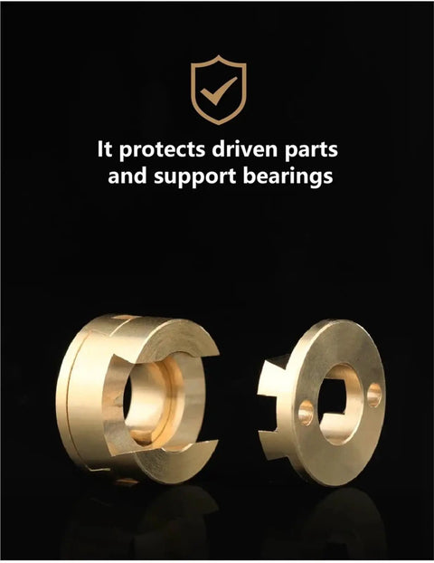 Top Tier Flexible Shaft Coupler 16mm Fits Oldham T8 Z Axis Screw For Hot Bed Reduce Printing Jiggle On 3D Printers And CNC Machines Super Dope Quality Set Includes Five Pieces To Keep Your Build Smooth As Butter And Reliable Every Single Time. gold 16mm Oldham coupler for T8 Z screw, two-piece metal parts