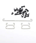 Premium Plate Mount Costar Stabilizer Kit Featuring Balanced Raised Wire Shafts For Sixty And Eighty Seven Mechanical Keyboards includes black clips and silver wires.