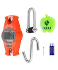 Orange Beefy Industrial Digital Scale 300 Kg 600 Lb SF-918 with LCD, hook, shackle, batteries, durable aluminum and stainless steel elements.