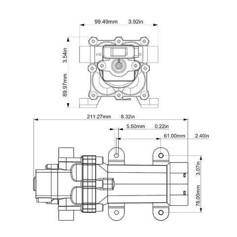 Fabater 12V DC Water Transfer Pump Self Priming For Rv Camper Boat Marine Misting Cleaning Booster Electric Diaphragm With High Efficiency Quiet Stable Operation Sturdy Plastic Housing Durable Design