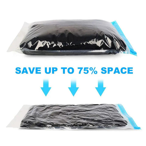 12 Pack Space Saver Vacuum Compression Bags For Travel No Pump Required Transparent PA And PE Material compression example