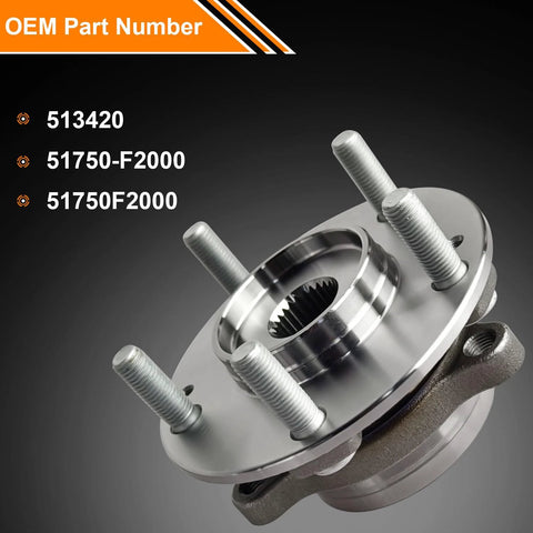 Close-up of Front And Rear Wheel Bearing Hubs With ABS 5 Lug Replacement Kit For 2017 To 2023 Elantra Elantra GT Ioniq Kona