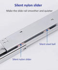 Close-up of Heavy Duty Soft Close Drawer Slides With Full Extension For 40Kg Load, 50Cm Length, nylon slider and steel ball visible