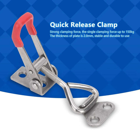 304 Stainless Steel Toggle Clamp Clip Set, 150kg force, adjustable buckle hand tool, fits 2mm plates, quick release design