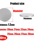 304 Stainless Steel Disc Blanks For DIY Jewelry Making And Metal Craft Projects, size chart with 20-28mm diameter, 1.2mm thick