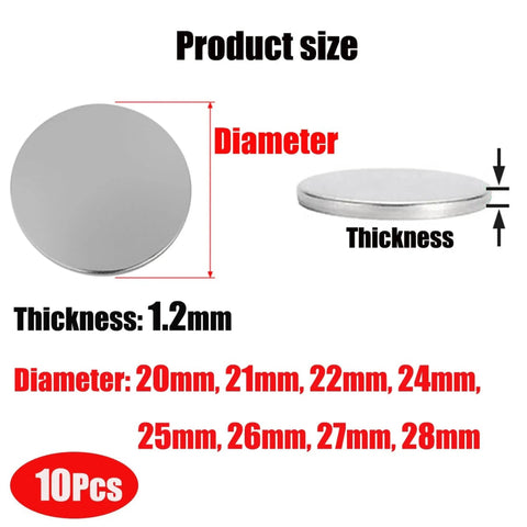304 Stainless Steel Disc Blanks For DIY Jewelry Making And Metal Craft Projects, size chart with 20-28mm diameter, 1.2mm thick