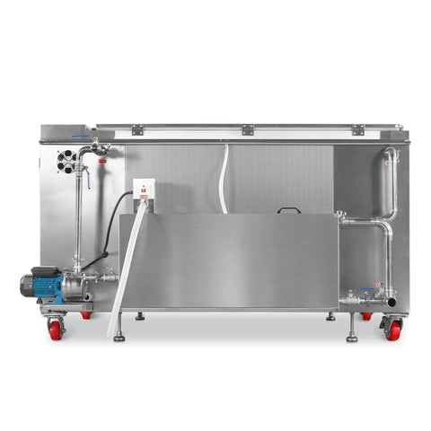 Top Shelf Ultrasonic Parts Washer Uses Rock Solid Three Phase Power To blast stubborn oil grease and machining debris from metal tools.