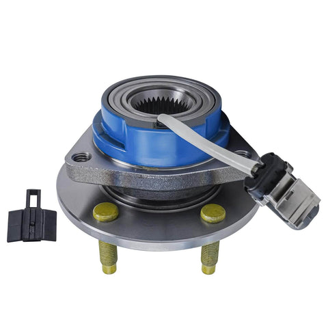 Front Wheel Hub & Bearing Assembly Set (2) for Chevy Impala, Monte Carlo, Uplander, shown with ABS sensor wire