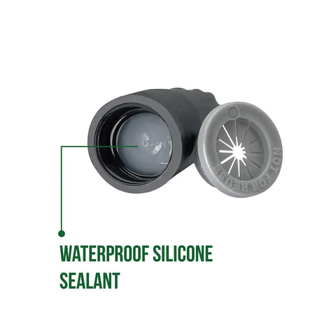Heavy Duty No Fuss Waterproof Wire Connectors With Silicone Sealant For Outdoor Low Voltage LED Landscape Lighting And Irrigation Valves Wire Caps Compatible With 22 AWG To 12 AWG Dark Gray 30 Pack showing silicone sealant interior