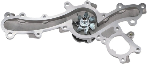 Top Shelf Precision Engine Water Pump Supplies Heavy Duty Coolant Flow with a polished metal finish and central impeller.