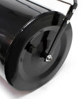 Close-up of Push And Tow Lawn Roller with Drum Plug Design 16 Gallon Steel Tank showing side view and handle attachment