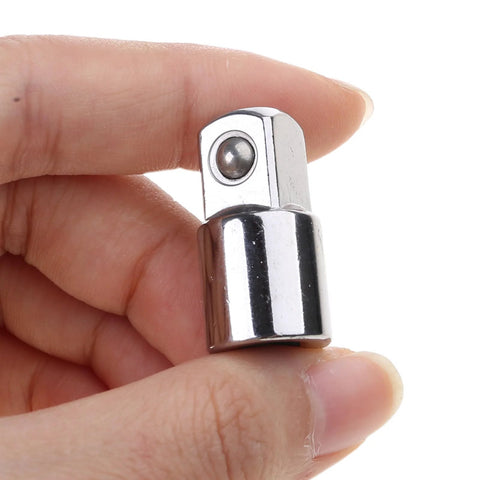 ouquckl 3/8 inch sleeve adapter, chrome-plated carbon steel, double-ended male square-drive, close-up view