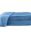 Stack of Blue 14x14 Inch 100-Pack Cotton Auto Shop Towels For Detailing And Industrial Cleaning, Heavy Duty Absorbent Rags