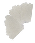 Microwave Mica Waveguide Covers, 4.21 X 2.52 Inch, heat resistant and cuttable mica sheets, pack of 6 displayed in a fan arrangement