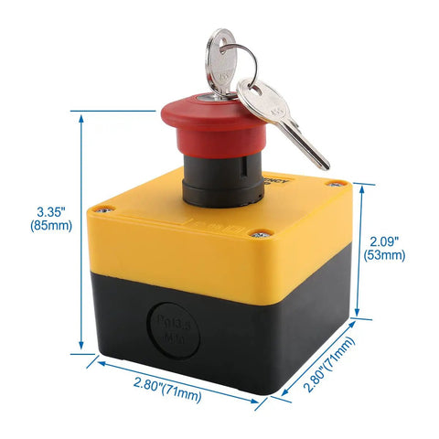 Red Emergency Stop Push Button Switch With Key 660V 1NO 1NC 10A Latching ON OFF Beefy Heavy Duty Safety Switch Includes Box And Two Keys