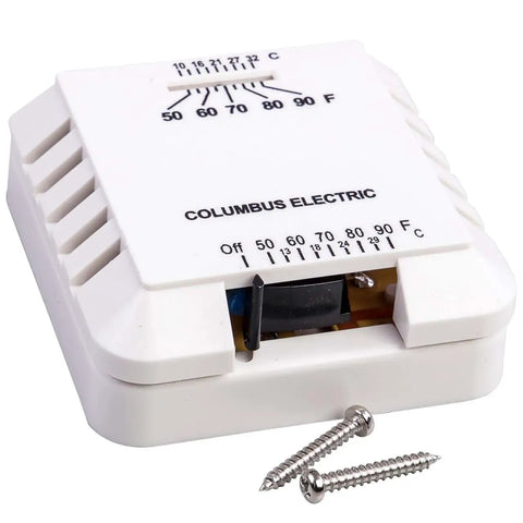 Wall Mount Thermostat 1V Surface White Finish No Fuss Home HVAC Controller With Easy Read Display and mounting screws