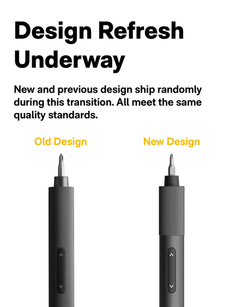 Design refresh showing old and new designs of the Dope 25 In 1 Mini Electric Screwdriver Set With USB C Rechargeable Power