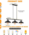 Industrial Kitchen Island Pendant Light With Adjustable Height Rustic Farmhouse Three Light Pendant size and bulb options