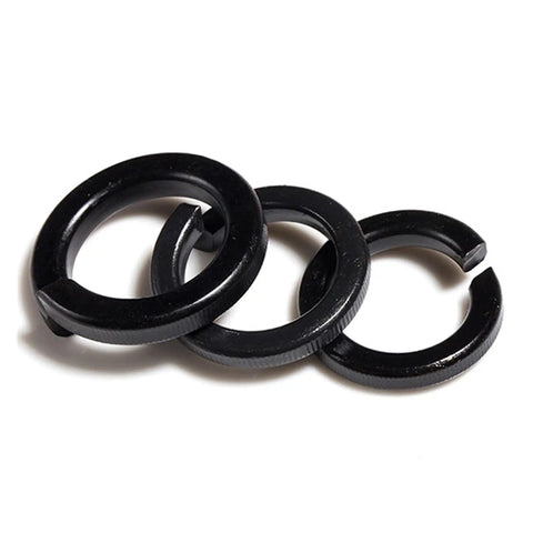 Heavy Duty Lock Washers Set Pro Grade 8.8 Black Carbon Steel Split Spring With Elastic Gasket M2 Through M30 Assortment Including 100 Pcs For M5 Built For Auto Machinery And DIY, black split washers