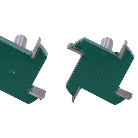 Cool Four Piece T Slot Router Bit Set With 1/4 Inch Shank Perfect For Grooving, Slotting And CNC Milling Projects In Your Woodworking Shop, close-up of two T slot router bits.