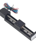 Heavy Duty Linear Slide Guide Rail 100mm Stage Actuator Boasting Aluminum Alloy Chassis And T6x4 Electric Motor visible from the top.