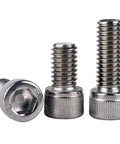 1/4-20 X 1 Allen Hex Socket Head Cap Screw Bolt Built To Last In 304 Stainless Steel 18-8 UNC Full Thread Pack Of 20, side and head view