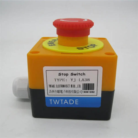 Emergency Stop Red Sign Mushroom Push Button Switch Station 1NC 1NO 440V 10A Normally Closed Stop Button Box LA38-11ZS-BOX