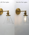 Antique Industrial Wall Sconce 1 Light With Cone Glass Shade Handblown Vintage Lampshade Old School Charm For Bathroom Kitchen