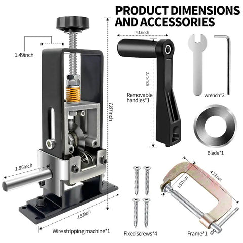 Manual And Drill Driven Copper Wire Stripping Machine For Fast Scrap Wire Removal with accessories visible