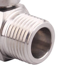 Close-up of Half Inch Stainless Mini Ball Valve Female To Male NPT Threads, SUS316 Body, showing thread detail for plumbing fittings.