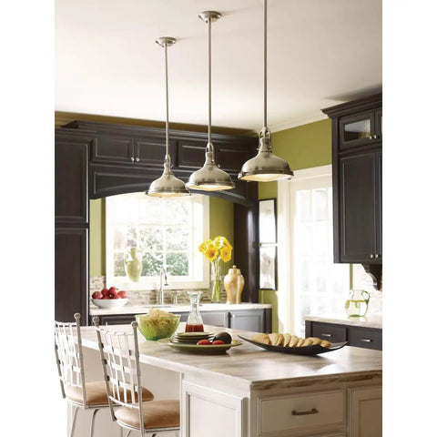 One Light Fresnel Glass Coastal Pendant In Brushed Nickel Finish For Indoor Kitchens And Bars Dope Industrial Coastal Lighting