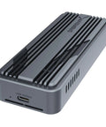 Blazing Fast USB4 To Portable External NVMe SSD Enclosure featuring aluminum shell and USB-C port for fast data transfer.