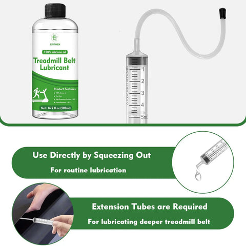 Silicone Treadmill Lubricant 500ml For Smooth Quiet Belt Ride High Temperature Resistant Oil with syringe and extension tube