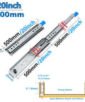 Heavy-Duty 20-Inch Drawer Slides For Industrial Shelving, 120 Kg Capacity, Galvanized Steel With Blue Seal Coating, diagram