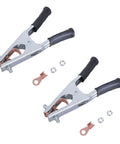 Multifunction 500A Ground Clamp With Ergonomic Grip Perfect For TIG Plasma Cutting Heavy Duty Welders And Stable Connections That Rock Hard, showing two clamps and hardware.