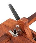 Close-up of the adjustable lever on the Adjustable Wooden Hand Plane With Double Handle Rabbet Scraper and Five Razor Sharp High Speed Steel Blades.