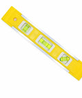 Spirit Level, Aluminum Alloy in yellow with three bubble vials for precise measurements, 23cm length for versatile use.