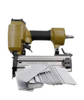 No Sweat Heavy Duty Oil Free Pneumatic Staple Gun F50 Air Brad Nailer with fasteners for carpentry and trim work.