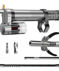 Grease Gun Adapter For Cordless Drills And Impact Drivers Turns Pneumatic Tools Into Electric Grease Guns With Universal Coupler Head And Easy Battery Powered Conversion, showing components and adapter parts.