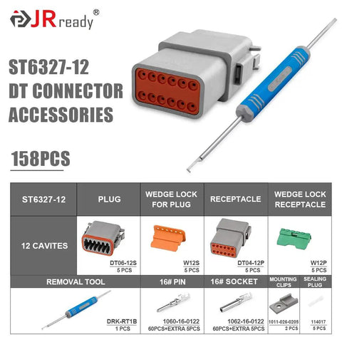 12 Pin DT Connector Kit For Trucks, Motorcycles, Off Road, Marine And Extreme Sports, ST6327-12 accessories layout