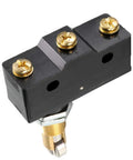 Panel Mount Roller Plunger Micro Limit Switch 1NO 1NC, 15A 125/250/380V AC/DC Control, IP40 Rated, black and gold hardware