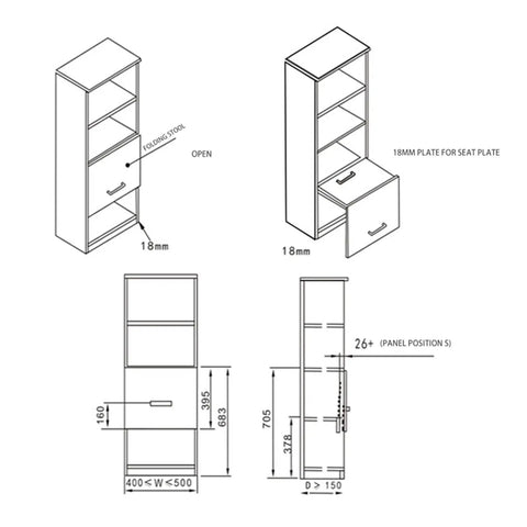 Heavy Duty Pair Folding Hinge Stool Brackets Rock Solid Wardrobe Closet Support Cold Rolled Steel design dimensions and features.