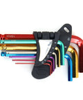 Premium Precision Metal Hex Key Kit With Extended Long Arm Handle For Tough Installations And Manufacturing Jobs That Let You Crush Any DIY Project Or Heavy Duty Work Fast Without the Frustration Of Stripping Screws Or Wasting Time. 9-piece colored hex keys, 1.5-10mm