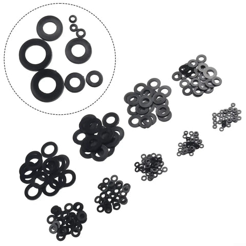 Nylon Flat Washer Set 700 Pcs M2 To M12 Metric White Plastic Gaskets Seal Rings For Electrical Automotive Marine Appliances And DIY Projects With Organized Storage Box Included black nylon washers in assorted metric sizes