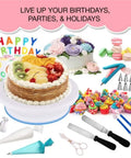 345 Piece Cake Decorating Set With Pro Grade Stainless Steel Nozzles Rotating Turntable Piping Bags And Tips Multiple Molds