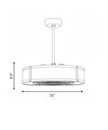 Slick Mid Century Modern Fandelier Ceiling Fan With Remote Control Mica Drum Pendant Light Silver Dust Finish Six Light Rad Top Rated Fixture Sweet Home Decor Vibe; 26 inch diameter, 8.9 inch height.