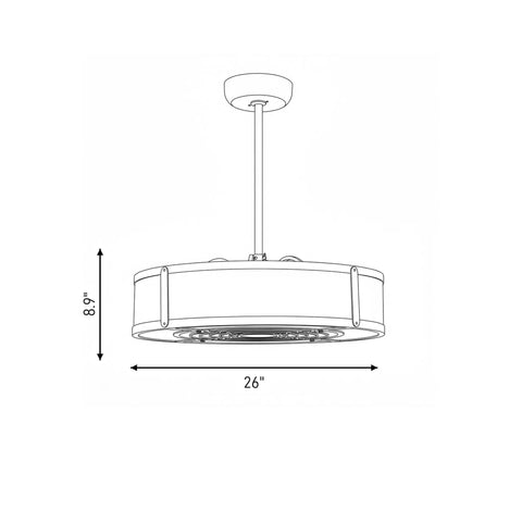 Slick Mid Century Modern Fandelier Ceiling Fan With Remote Control Mica Drum Pendant Light Silver Dust Finish Six Light Rad Top Rated Fixture Sweet Home Decor Vibe; 26 inch diameter, 8.9 inch height.