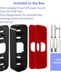 Included parts for Corner Mount For Video Doorbell 1st And 2nd Gen No Drill Mount Adjustable Angles 15 30 45 Degrees Black Easy Install