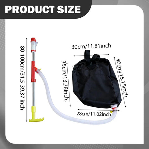 Backyard Spreader Backpack Sprayer For Granular Manure And Fertilizer with dimensions and stainless steel tube shown