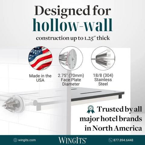 Image showcasing Beast Stainless Steel Grab Bar Fasteners, highlighting features like 2.75" face plate and 18/8 stainless steel material.